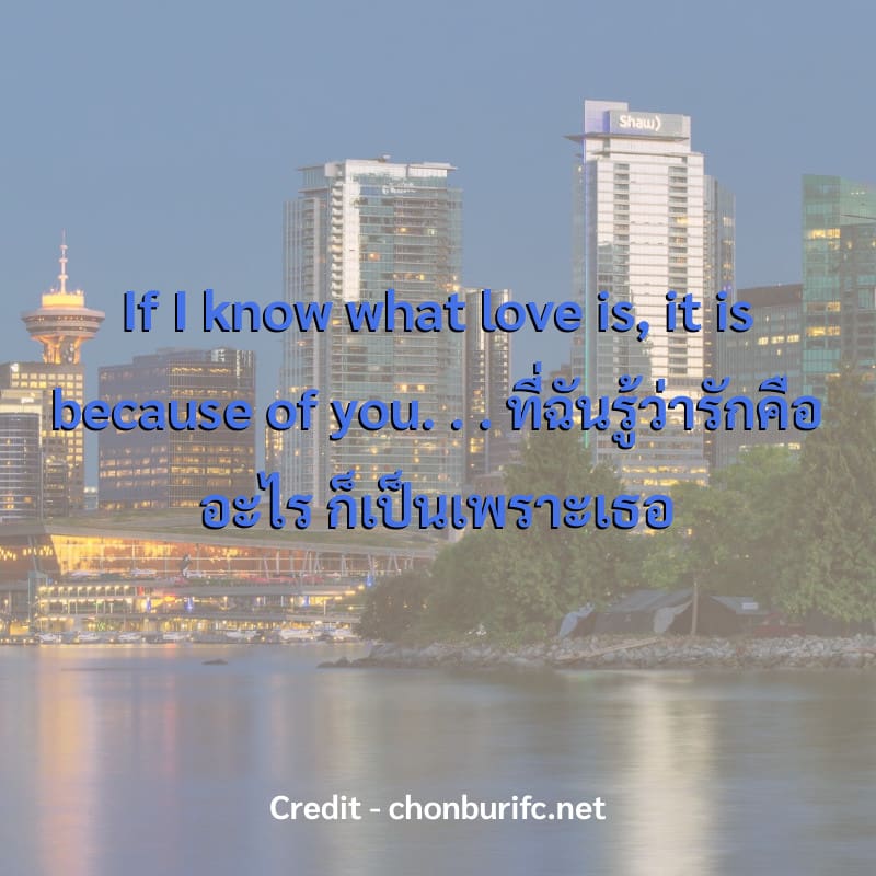 If I know what love is, it is because of you.
.
.
ที่ฉันรู้ว่ารักคืออะไร ก็เป็นเพราะเธอ
